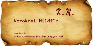 Koroknai Milán névjegykártya
