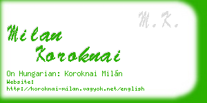 milan koroknai business card